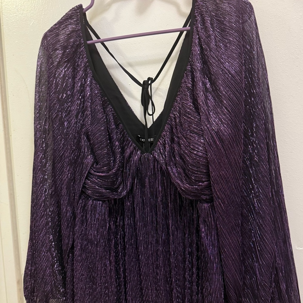 Express Purple Pleated Top